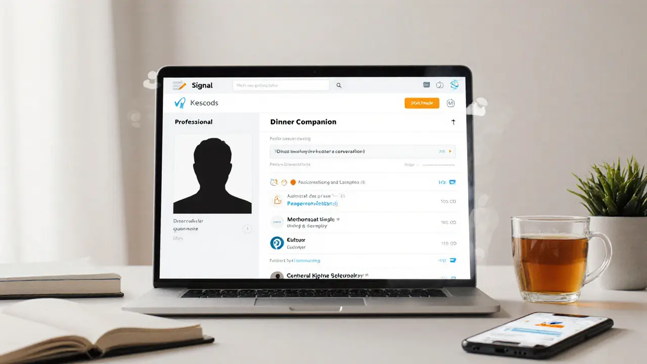 A secure booking platform on a laptop, showing professional escort services with privacy.