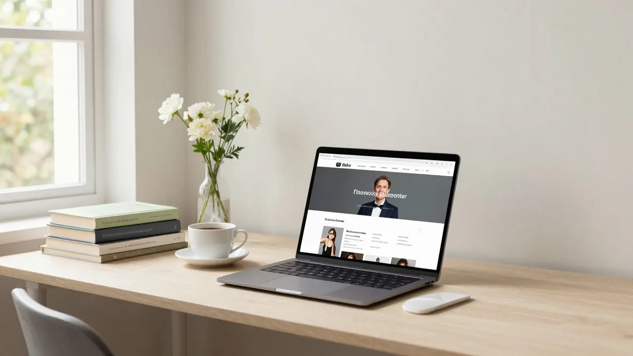A professional's calm workspace with books, tea, and a laptop in London.