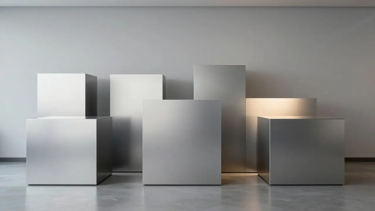 Geometric shapes arranged in modern office setting